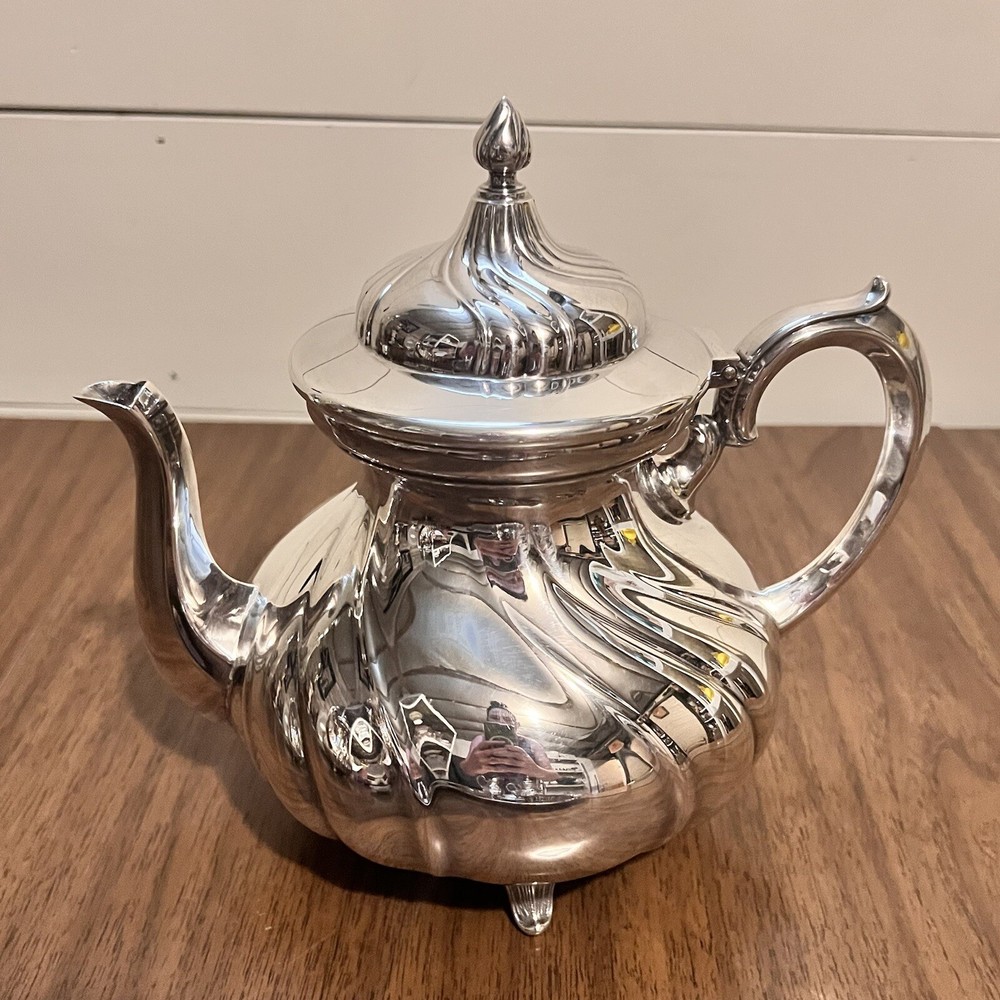 WMF Silver plate Coffee Tea Set 5pc with Tray 18in Swirl Pattern Germany