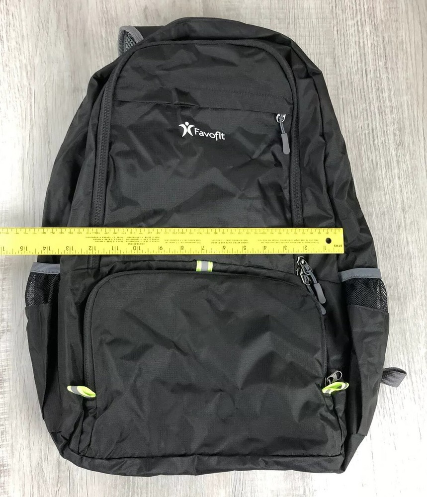 Favofit Backpack Black Lite Weight Packable Soft Shell 19x11x7” inch Climber Bag