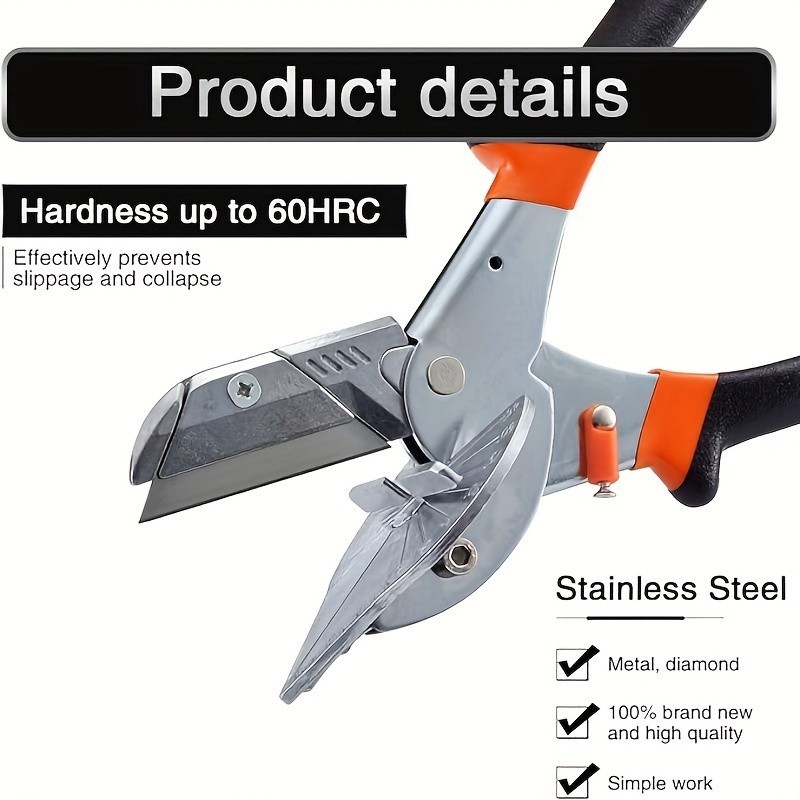 Adjustable 45°-135° Multi-Angle Miter Shear Cutter Hand Tool with 10 Spare Blade