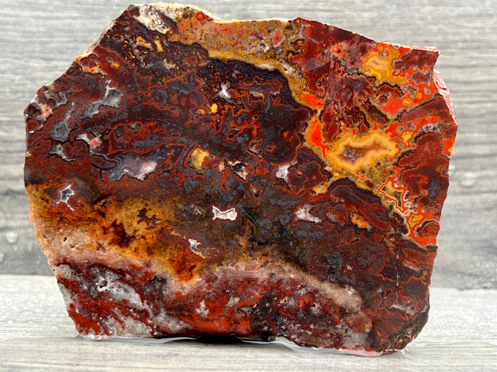 Rare Old Stock Persian Lace Jasper Hematite - Morocco 4.5"x3.5" Agate Rough Slab