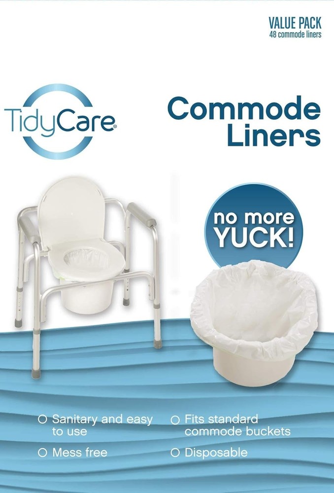 48-Pack Bedside Commode Liners | Universal Fit, Leak-Proof, Disposable Bags