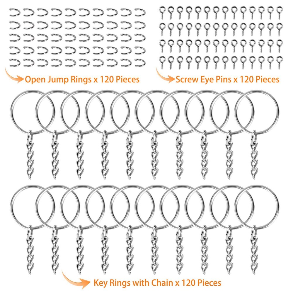 Keychain Rings for Crafts, Flasoo 360Pcs Keychains Resin Include Silver