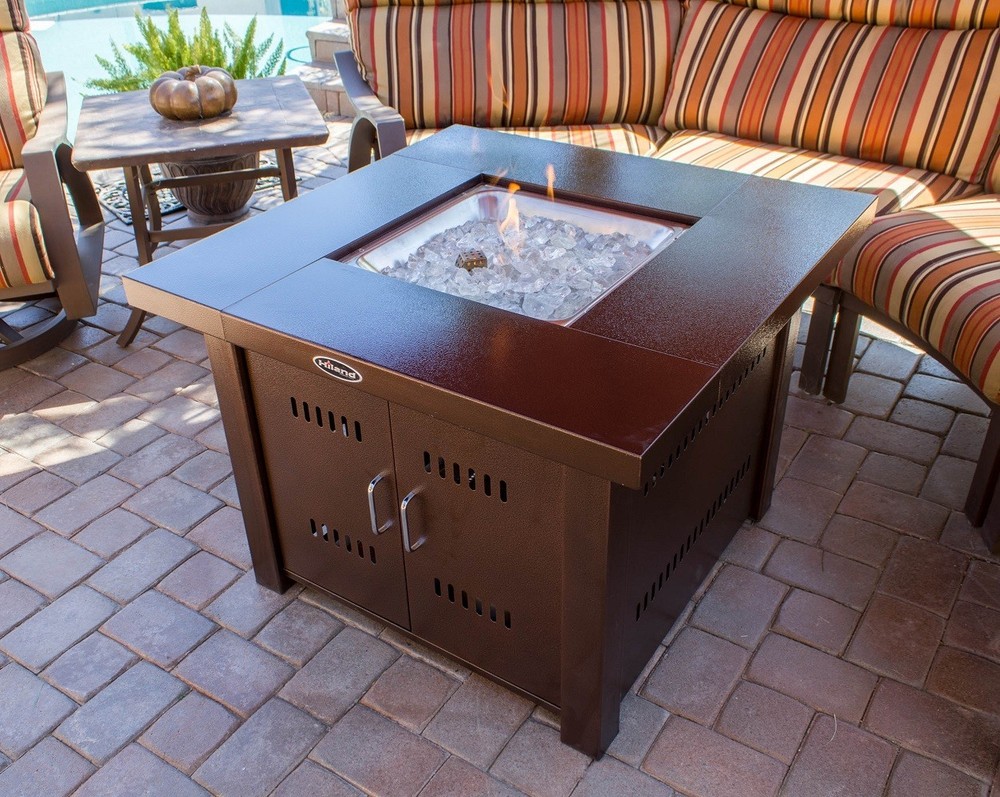 Hiland 38" Square Powder Coated Bronze Fire Pit