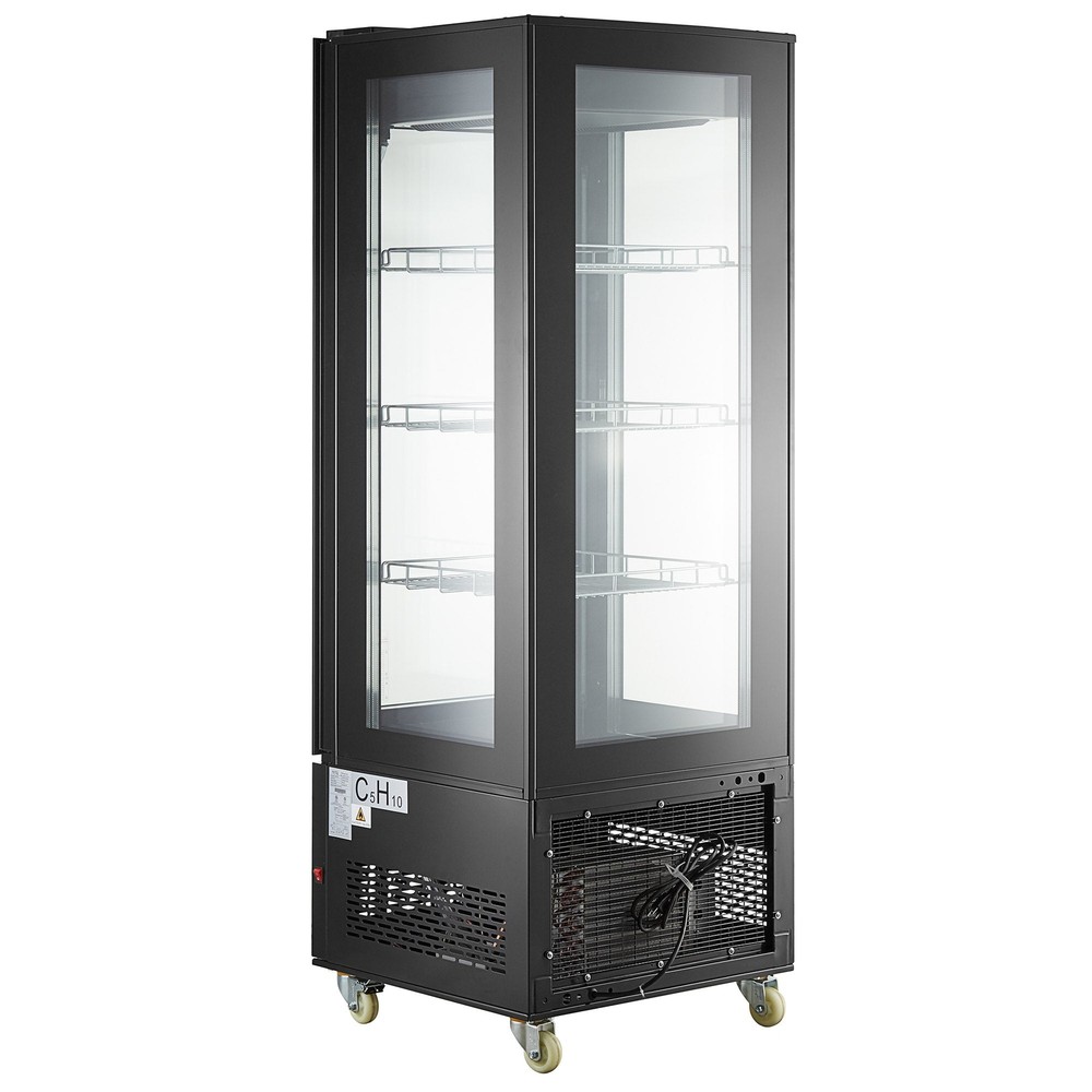 Black 4-Sided Glass Refrigerated Display Case