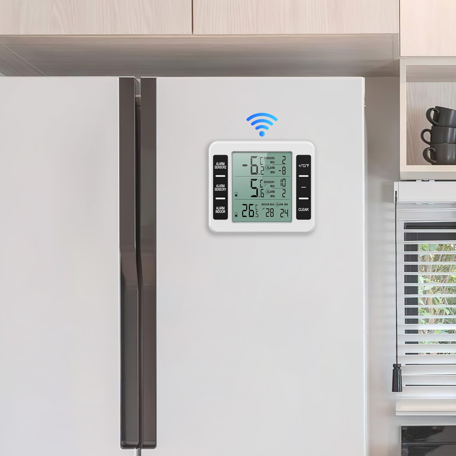 Digital Thermometer Indoor Outdoor Wireless Dual Sensor Temperature Transmitter