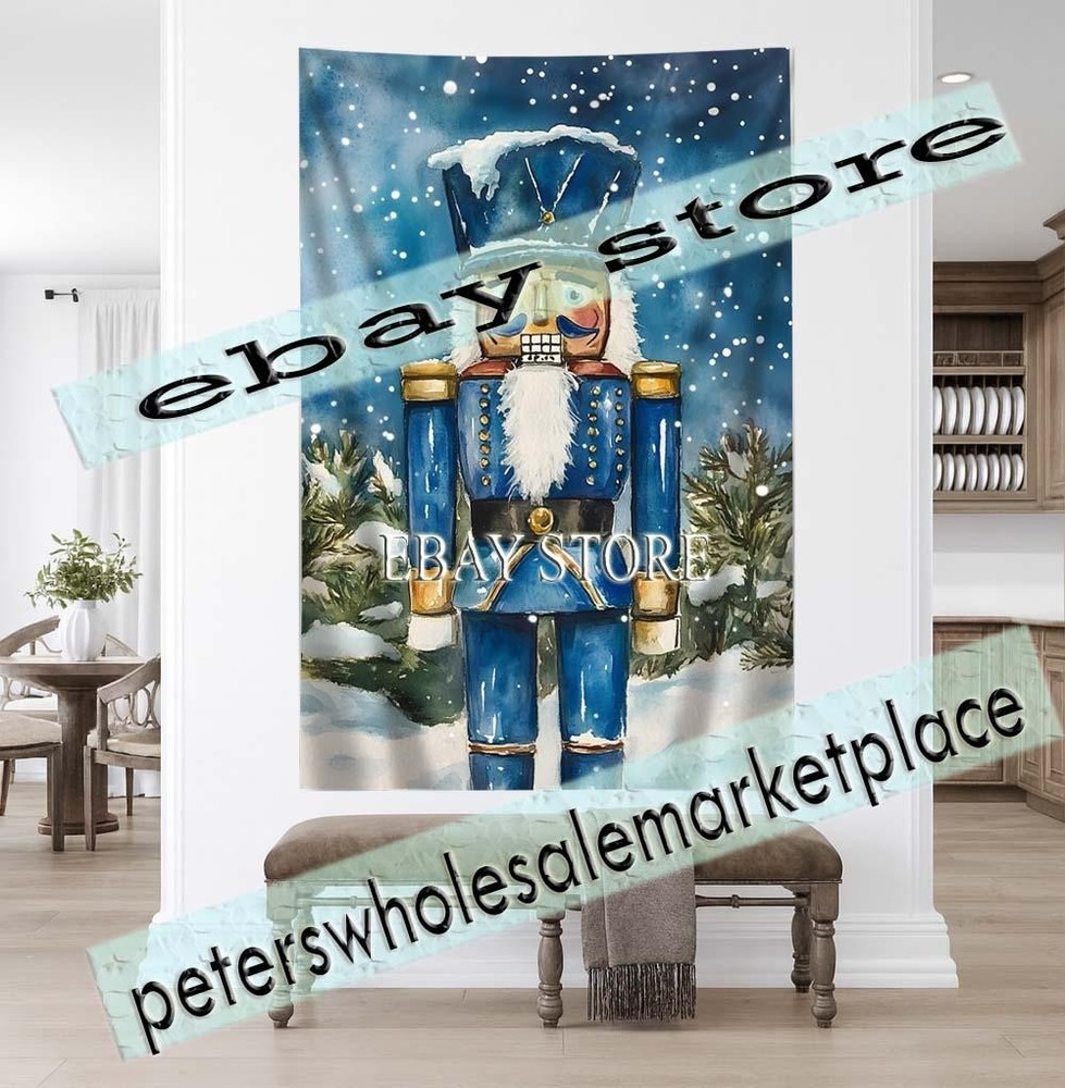 Blue Nutcracker tapestry nutcracker standing scene 39X59 in