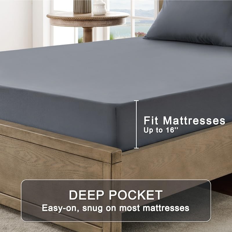 King Sheet Set - Ultra Soft Sheets for King Size Bed - Brushed Microfiber - D...