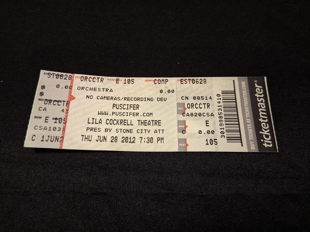2012 Puscifer Concert Ticket