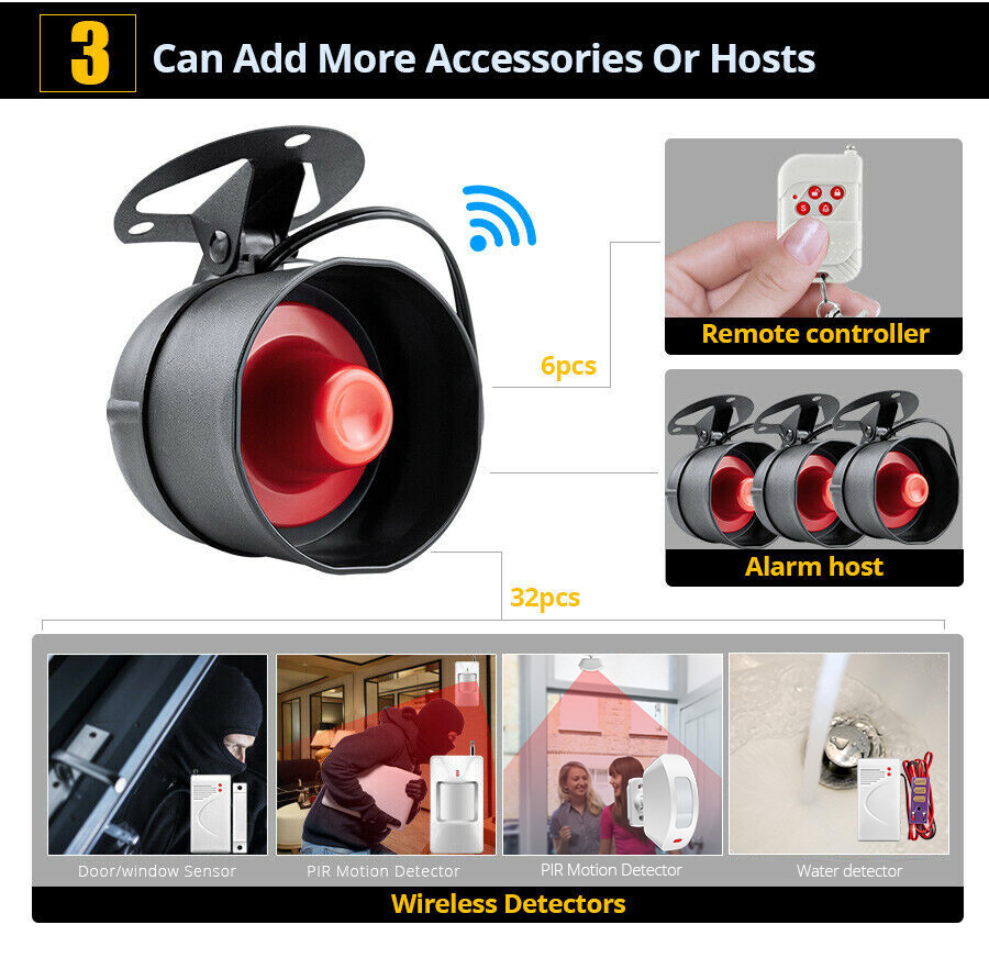 Wireless Home Alarm System Standalone Security Garage Door Window Sensor Detect