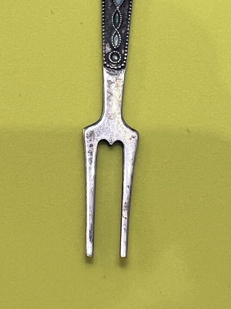 vintage dessert silver fork ussr 875 sample enamel