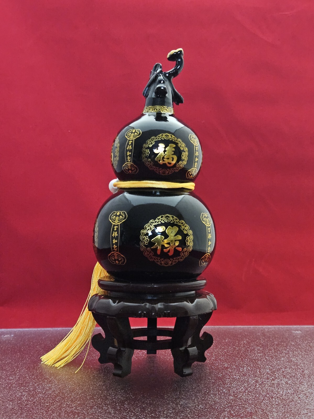 Natural Dark Jade Mount Taishan Gourd Feng Shui Good Luck Ornament Healing 3+LB