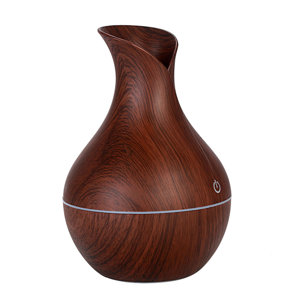 Essential Oil Diffuser Humidifier Aromatherapy Walnut Wood Grain Vase Aroma LED