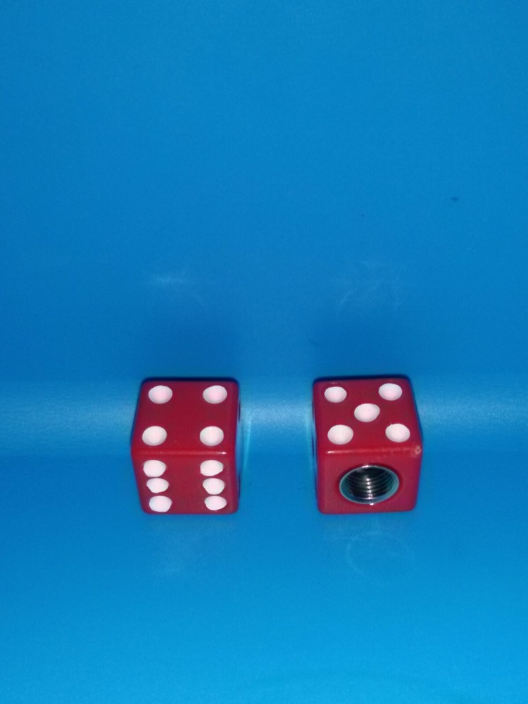 Red Dice Valve Caps For Schrader Valves