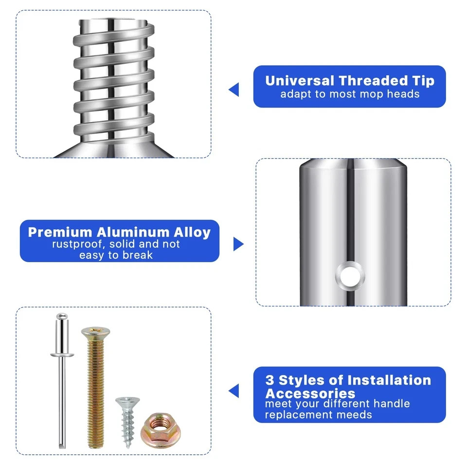 Elesunory 6Pcs Threaded Tip Replacement, Broom Handle Threaded End, Ultra Thr...