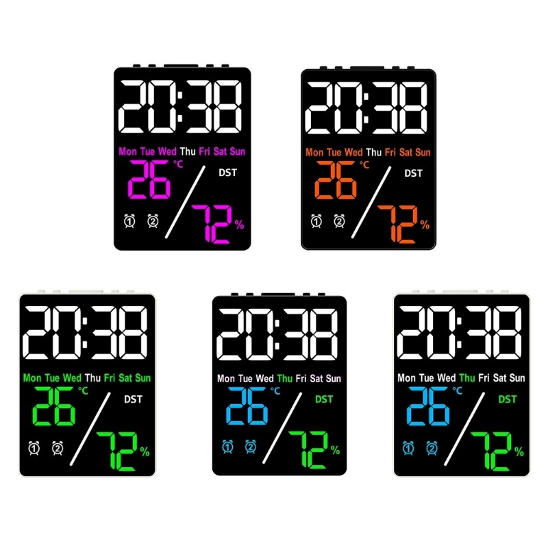 Digital Clock Monitors Alarm Clock and Bright Color Screen Display