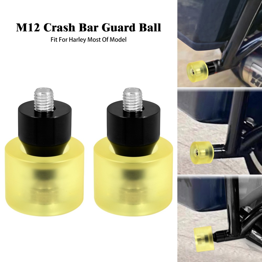 2x Engine Protective Guard Crashs Bars Yellow Protector M12 End Balls For Harley