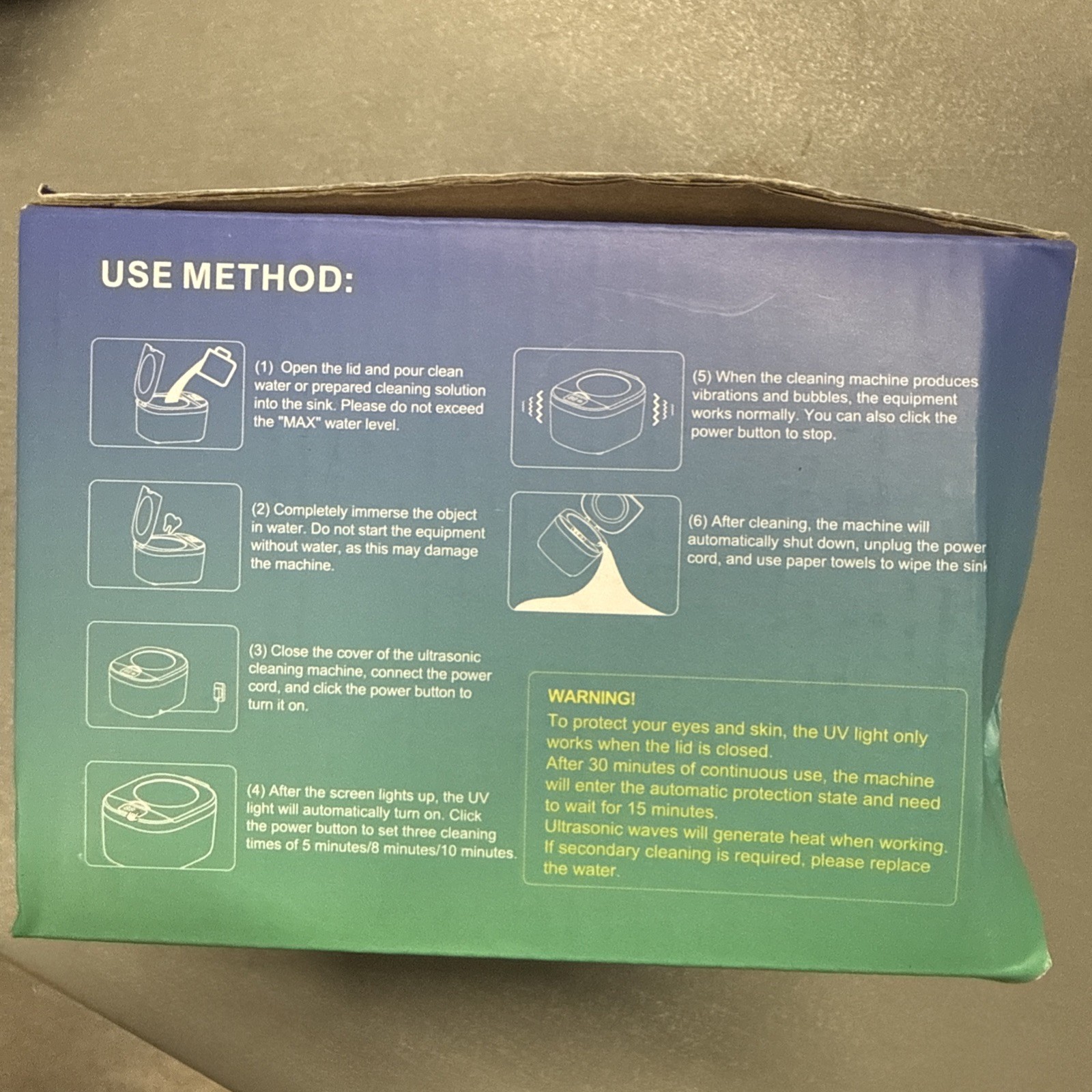 Ultrasonic Dental Appliance UV Cleaner 45kHz LED Cleaner Retainer Dentures Black