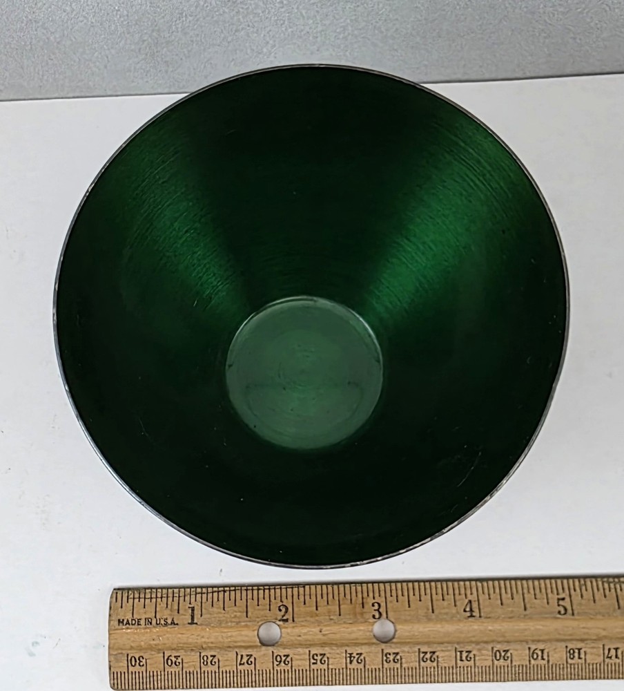 Vintage E. Dragsted Silver Plated Green Enamel Bowl - Denmark
