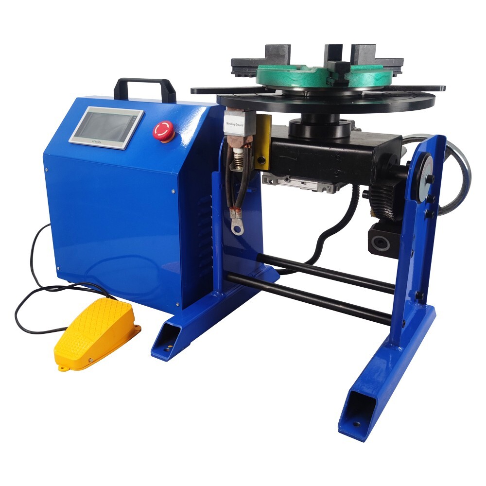 110V PLC Controller 50KG Class Welding Positioner Turntable with 200MM Chuck