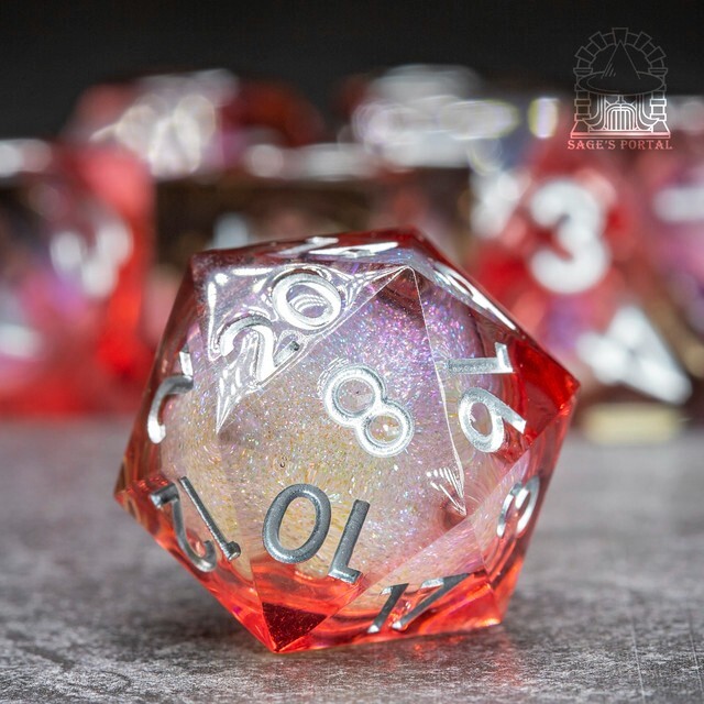 Sage's Dusk Souls Liquid Core Sharp Edge Resin Dice Set | Dnd Dice RPG Dice