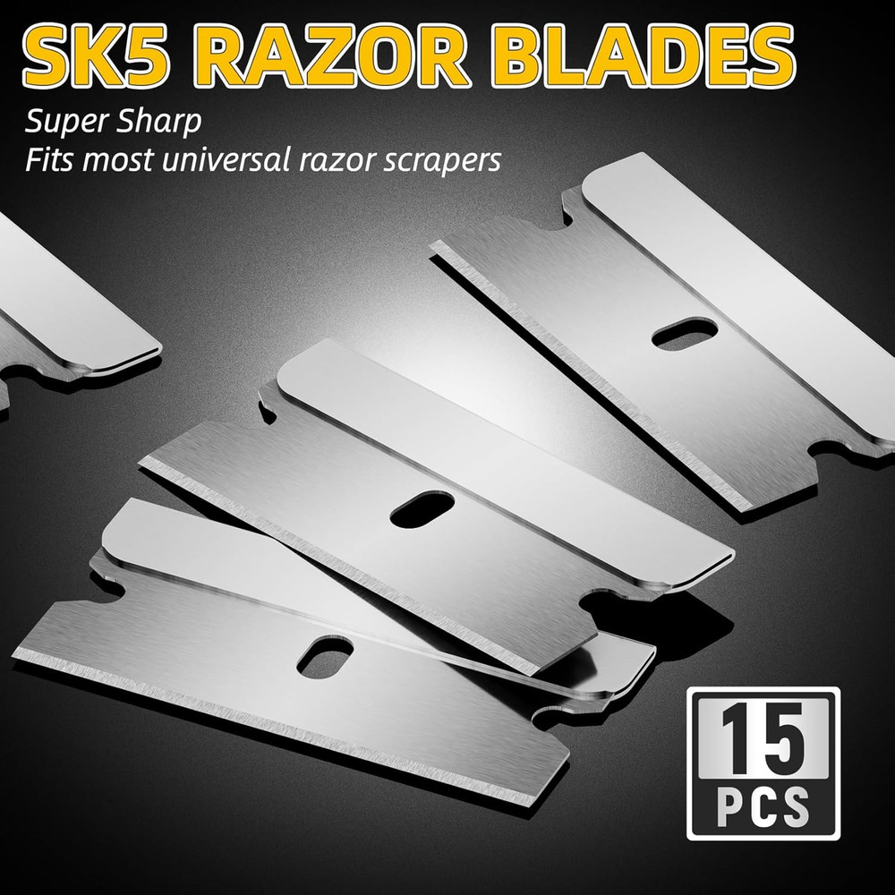 1 Pack Razor Blade Scraper with 15 Extra Blades, Scraper Tool for Cleaning Windo