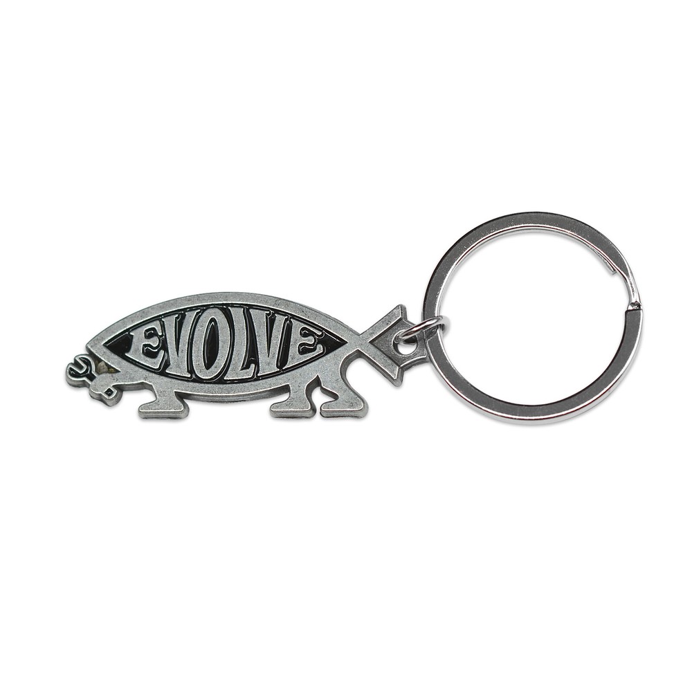 EvolveFish Key Chain - [Silver][2'' Wide]