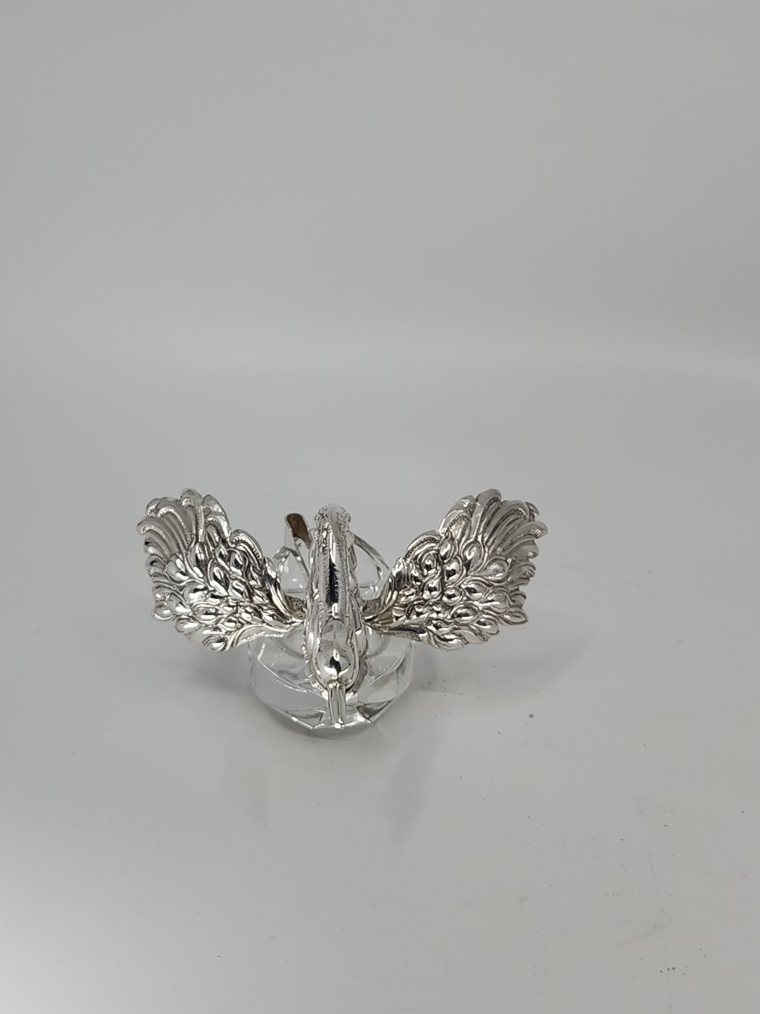 Vintage ALBO 835 Silver Crystal Swan Salt Pepper Cellars Albert Bodemer STAMPED
