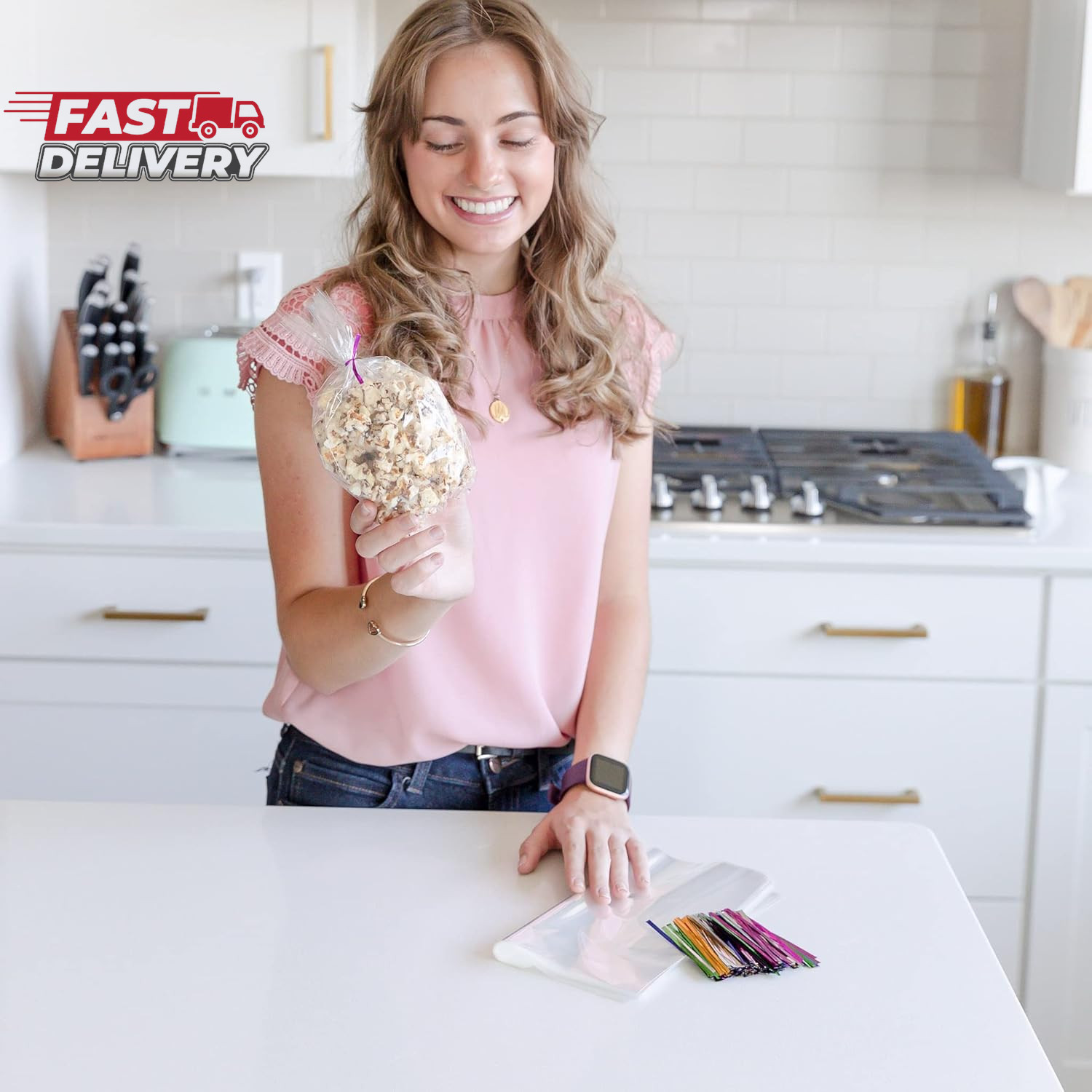 TATTI 200 Pack Clear Cellophane Bags for Favors - Transparent Goodie Bags, 4X9 I