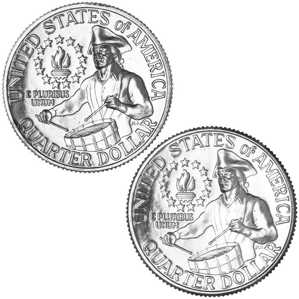 1976 P D Washington Quarter BU 2 Coin Year Set