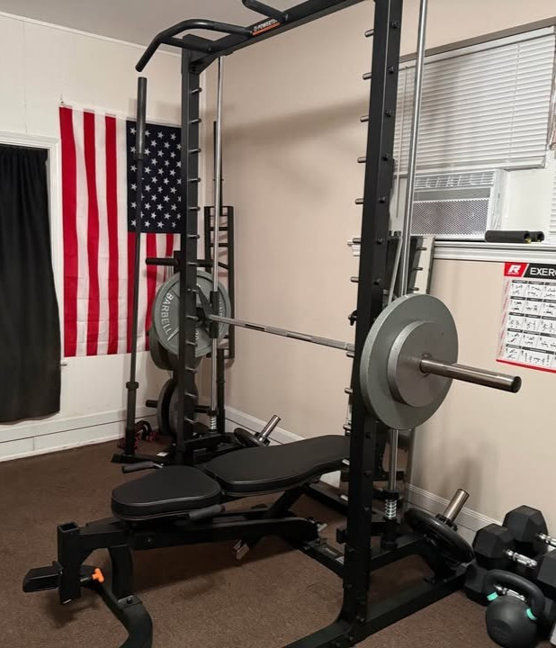 Powertec Linear Bearing Smith Machine System with a True 45 LB Olympic Bar