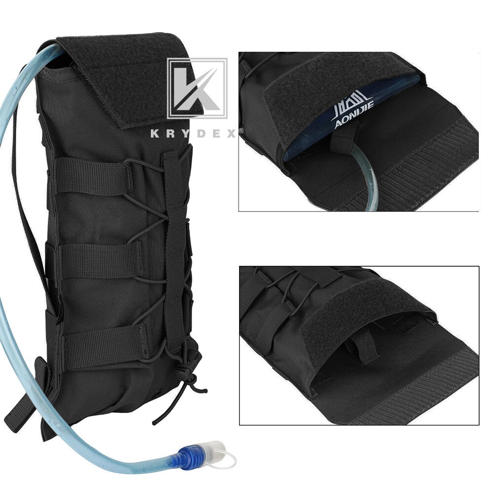 KRYDEX Tactical Hydration Carrier MOLLE Backpack Outdoor Panel for Vest Black