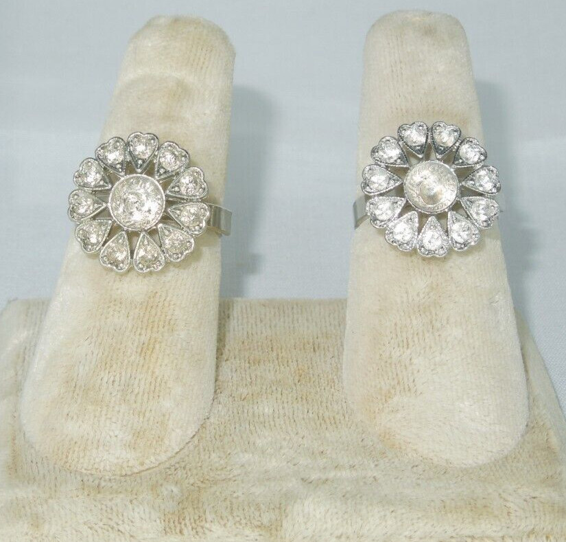 2 Ring Blanks Settings Cabochon Adjustable silver Plated Brass NEW 85O
