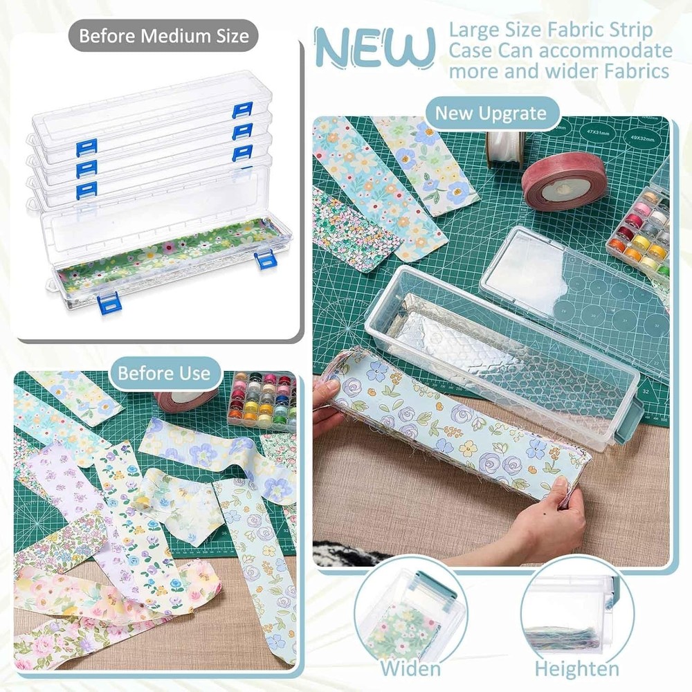 4 Pcs Fabric Strip Case Jelly Cotton Fabric Patchwork Roll Storage Case Bulle...