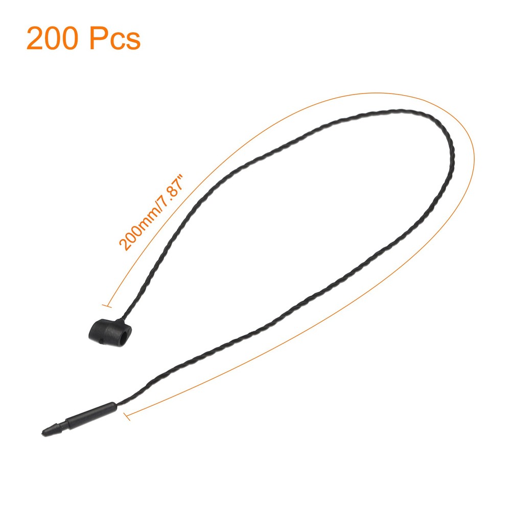 Polyester Rope Hang Tag String Snap Lock 200mm,0.5mm 200 Pcs,Black