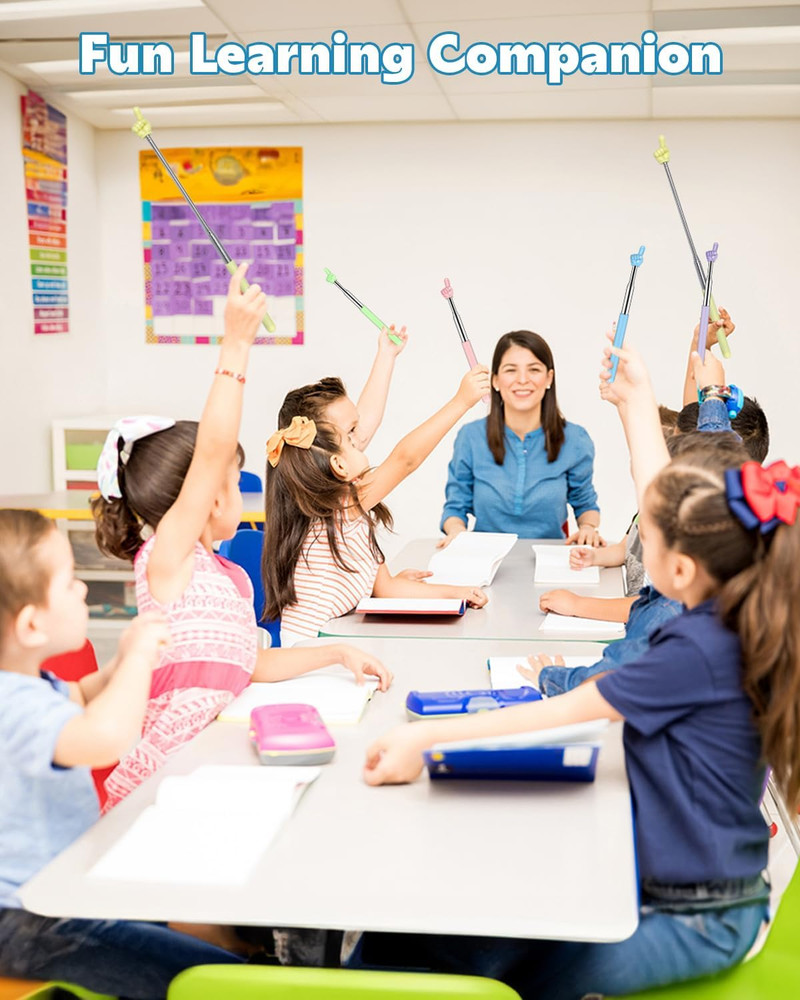 Retractable Teacher Pointer for Classroom Kids Reading, Extendable Finger Point