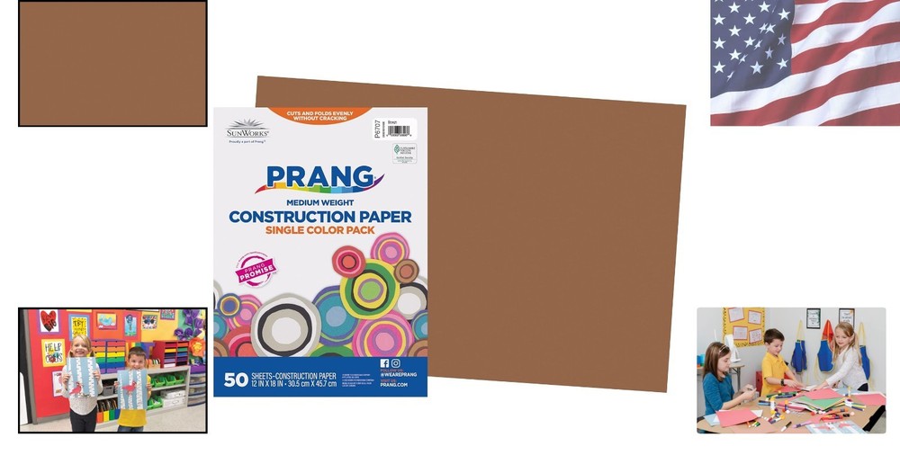 Multi-Use Brown Construction Paper, 50 Sheets, 12" x 18" for Creative Projects