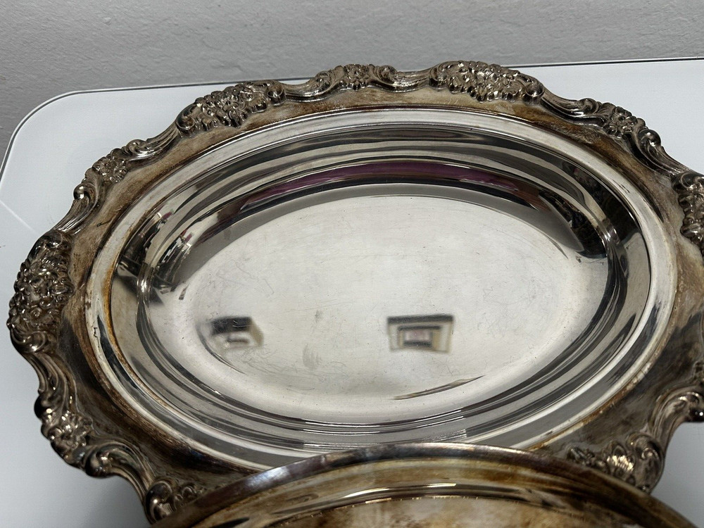 Poole Lancaster Rose Silverplate Oval Footed Vegetable Serving Bowl