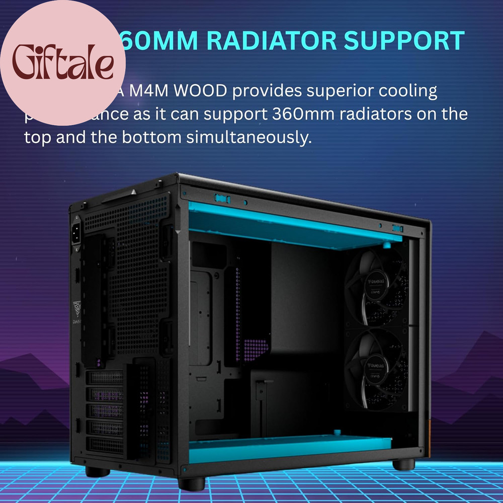 Micro-Tower Gaming Case, Walnut Front Panel& Side Tempered Glass, 3×120Mm Prebui