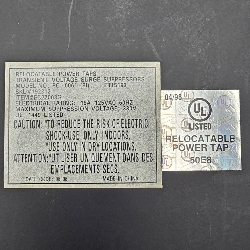 Model PC-0061 Power Tap Surge Protector 5 Plug Transient Volt VTG Computer WORKS