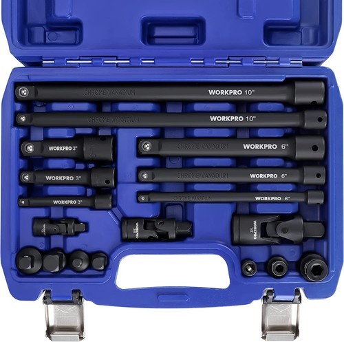 WORKPRO 18-PCS Drive Tool Accessory Set 1/4"&3/8"&1/2" Socket Adapter Extensions