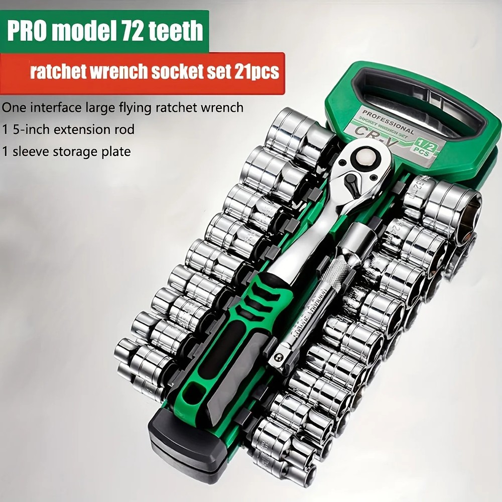 Metric and Imperial Drive Socket Set with Quick Release Ratchet