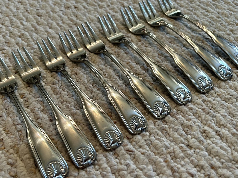Rogers Shell Cocktail Forks Stainless Flatware 8 pc Set