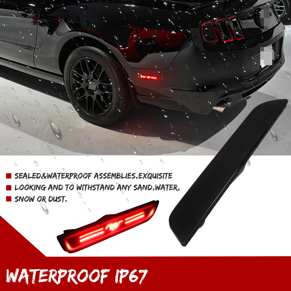 Smoked LED Front Amber & Rear Red Side Marker Lights For 2010-2014 Ford Mustang