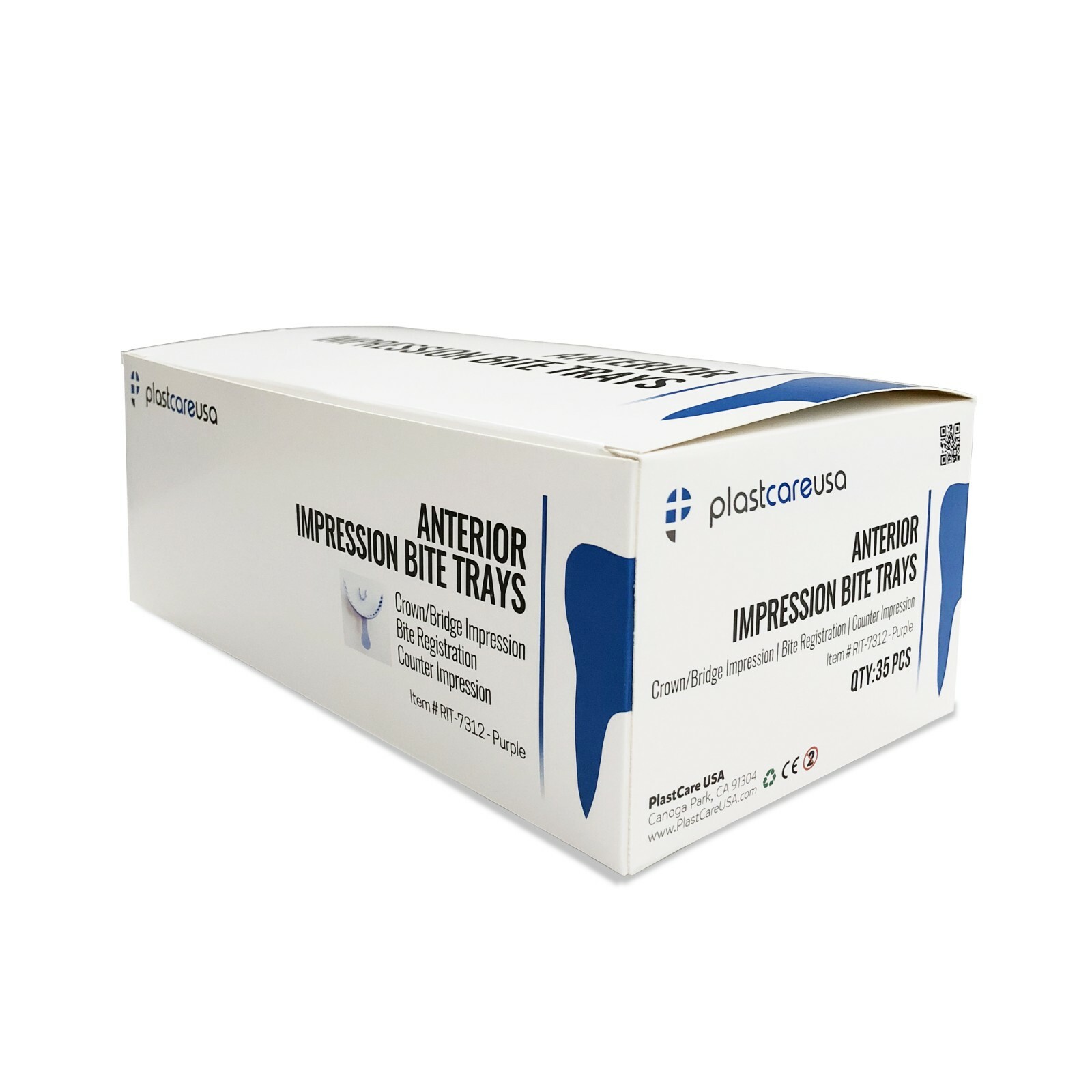 35 Anterior Dental Bite Registration Impression Trays, Mold Alginate Teeth 1 Box