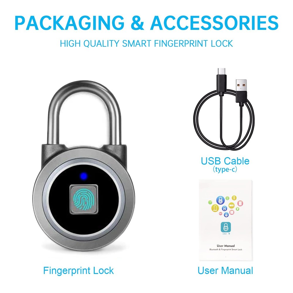 MEGAFEIS Smart Fingerprint Padlock Bluetooth, Mobile APP, Keyless Security Lock
