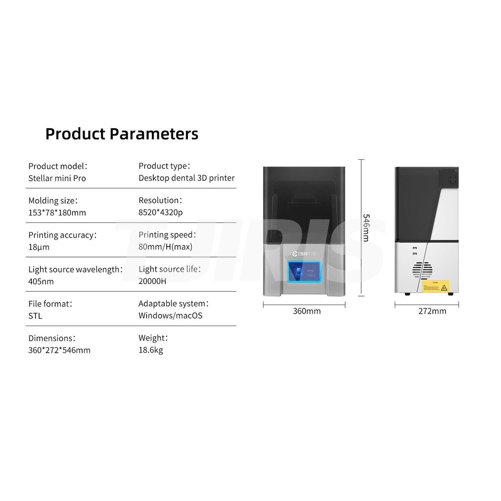 Dental 3D Printer 6.8'' 9K Desktop 3D Printing Machine With Curing