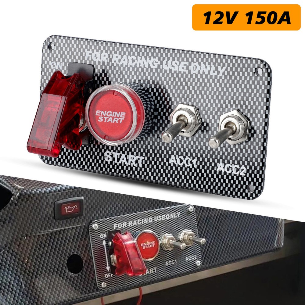 Racing Car Carbon Ignition Button Panel Engine Start Push Carbon Fiber Switch