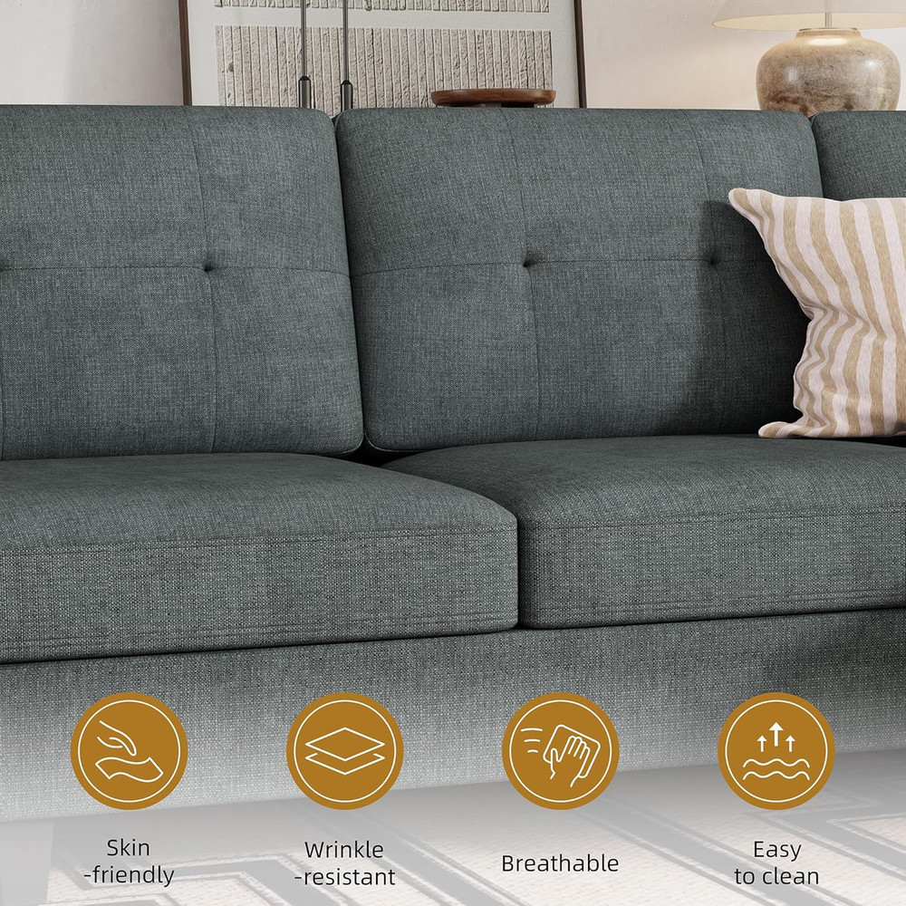 106" U-Shaped Modern Sofa Modular Sectional Cloud Couch with Chaise, Dark Grey