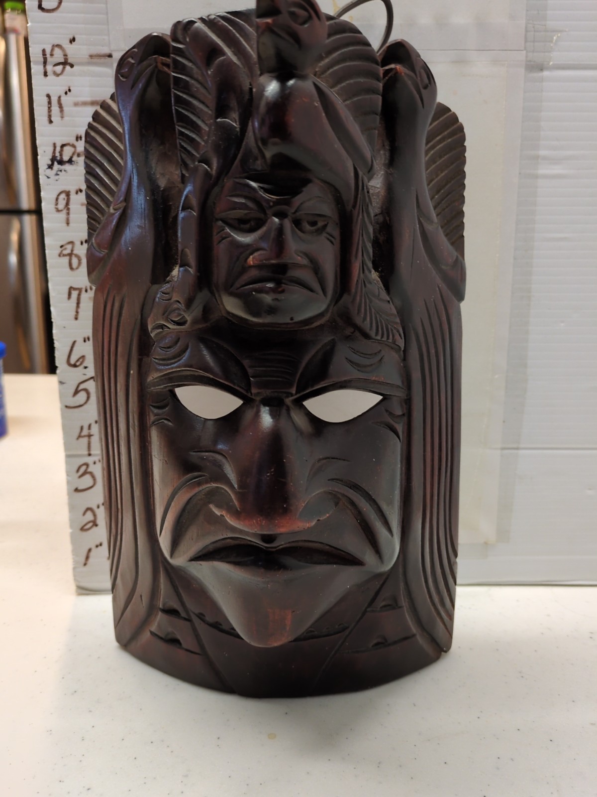 Sacred Quetzal Wooden Mask/Guatemalan Mask/ Hand Carved/ Tikal Pyramids/Shamanic