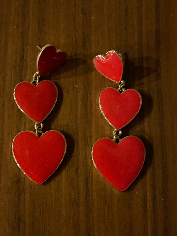 Sugarfix Stacked Red Hearts Earrings